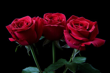 Rose petals isolated on a black background