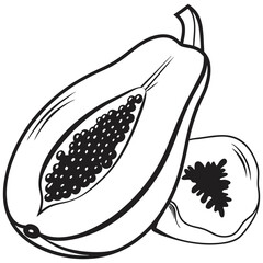 silhouette papaya image on white background