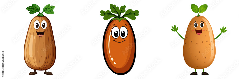 Poster cheerful tamarind characters with quirky expressions and vibrant colors