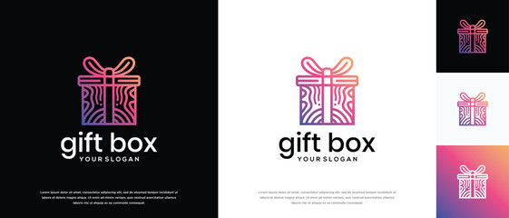 Gift box logo design. Gift box logo template. Gift box logo symbol icon