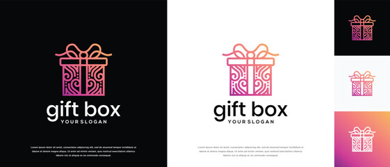 Gift box logo design. Gift box logo template. Gift box logo symbol icon