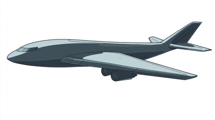 Airplane flight, sky background, travel illustration