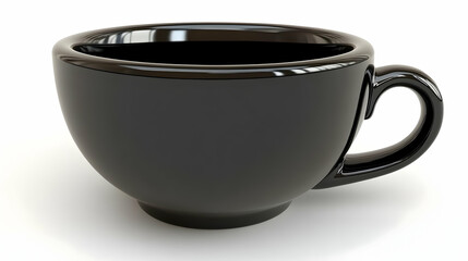Black cup, empty, white background, drink