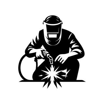 silhouette of argon welder man