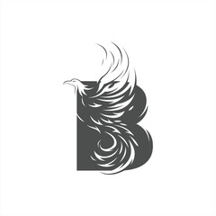 Obraz premium Phoenix bird flying together with letter B illustration logo design