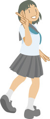 Fototapeta premium 振り返る制服を着た女子中学生
