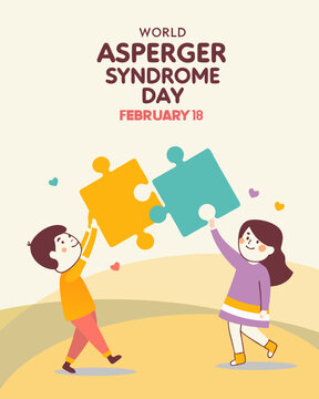 Design Poster World Asperger Syndrome Day, Puzzle and Childs