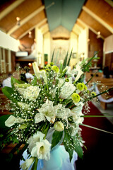 shot of beautiful wedding flower or bouquet in yellow color theme
