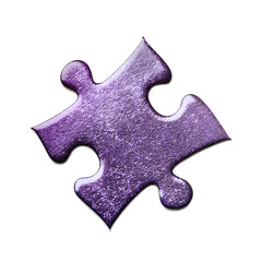 Fototapeta premium Close up of a single, textured purple puzzle piece