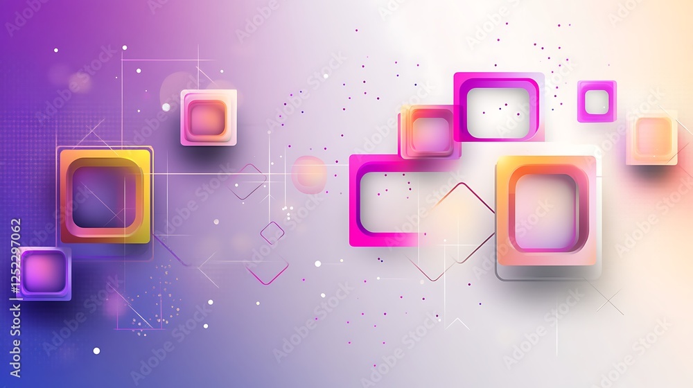 Poster abstract colorful squares design with geometric lines