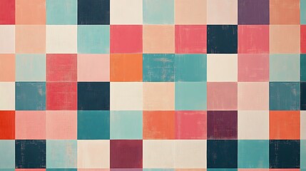 Abstract square pattern pastel color textile design