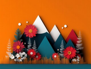 Obraz premium Charming Alpine Landscape with Colorful Flowers and Mountains
