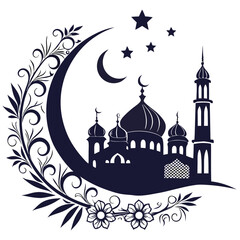 silhouette Ramadan image on white background