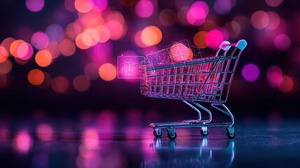 Abstract Shopping Cart With House Icon Digital Illustration