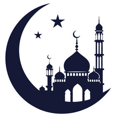 silhouette Ramadan image on white background