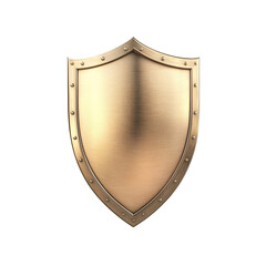 Detailed 3D render of a golden shield, perfect for security concepts.