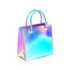 Stylish iridescent shopping bag, perfect for branding or design projects.