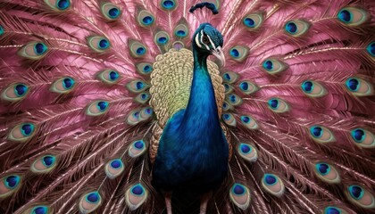 Obraz premium Close up of colorful peacock feathers with vibrant pink and blue patterns in a beautiful display