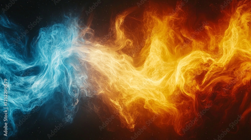Poster spectacular display of universe's first atoms forming in luminous patterns after big bang featuring 