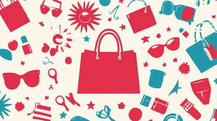 Vector Set of Shopping Elements: Bags, Carts, and Retail Icons