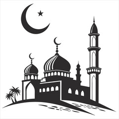 silhouette Ramadan image on white background