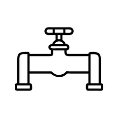  Pipe with water drop, plumbing.Vector icon with oil pipeline symbol with faucet, oil,water, flow, liquid, supply, resource, plumbing, valve, drain.