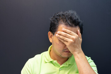 Asian man strain anger unhappy stressed problems