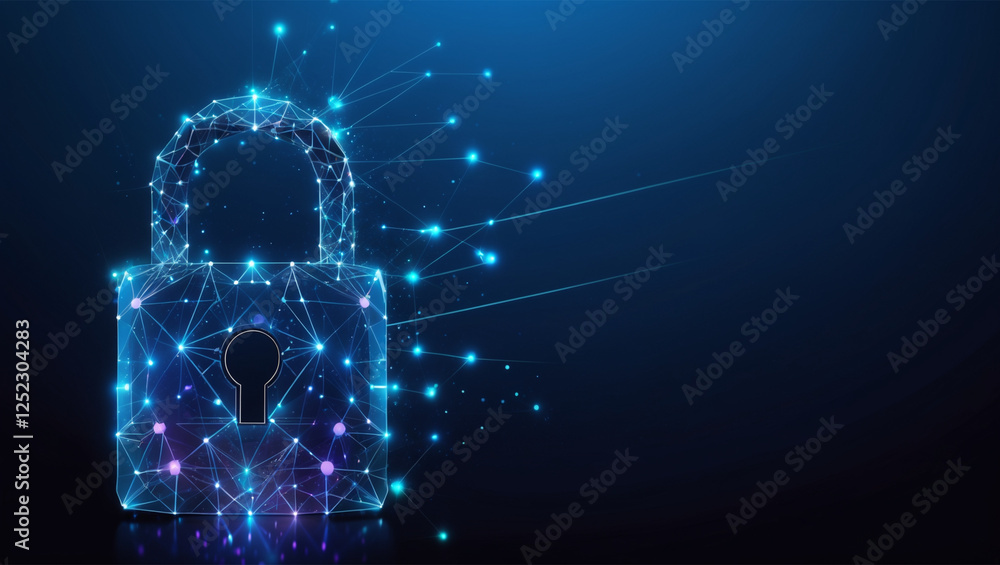 Aufkleber abstract padlock security concept with digital connection and glow