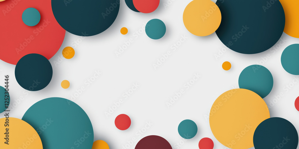 Poster a vibrant arrangement of colorful circles in various sizes against a clean white background, creatin