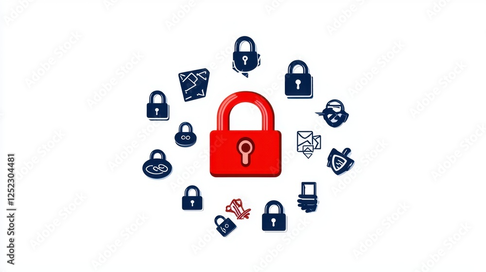 Poster digital padlock symbol for security in modern interfaces
