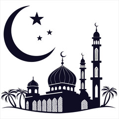 silhouette Ramadan image on white background