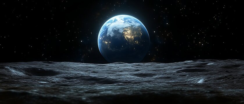 Earth seen from moon's surface