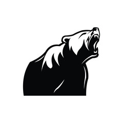 Bear roaring half body black and white illustrator logo design
