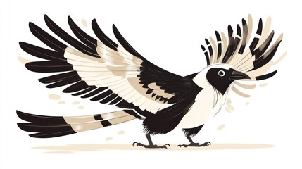 Obraz premium Elegant bird, wings spread, desert background, illustration