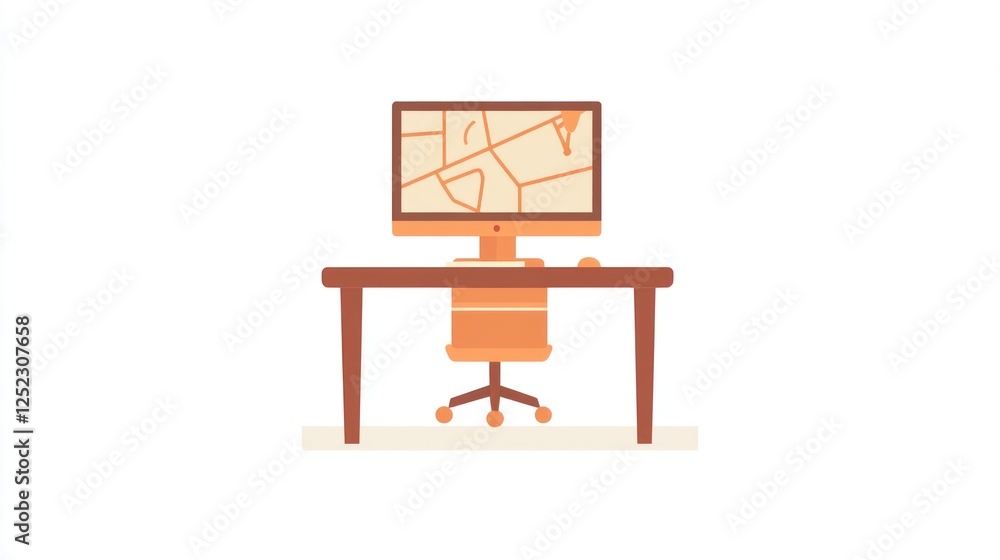 Poster desktop computer with map display