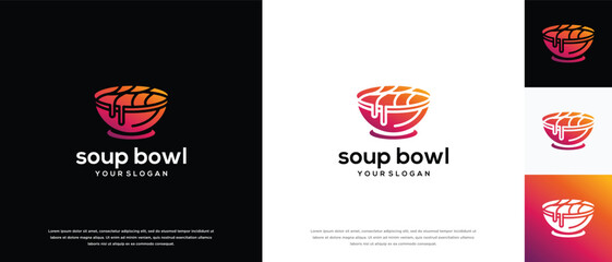 Soup bowl logo design vector concept. Food bowl logo icon. logo for food restaurant