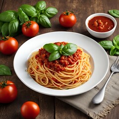 Spaghetti with Tomato Sauce and Basil