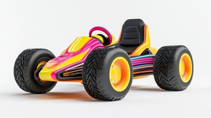 Colorful go-kart on white background, studio shot (1)