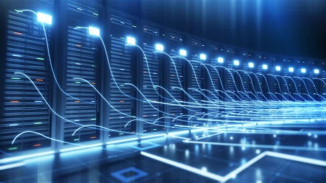 Technology big data service center, high-tech Internet data storage. Server room data flow processing, network security management services.