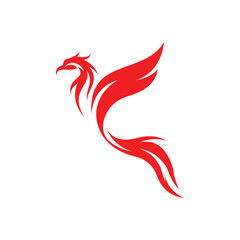 Obraz premium red phoenix flying from the side illustrator logo design 