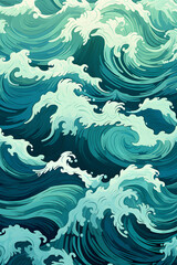 Fototapeta premium ocean represented waves abstract geometric pattern graphics poster background