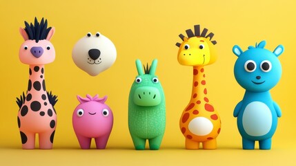 Naklejka premium Colorful Cute Animal Toys