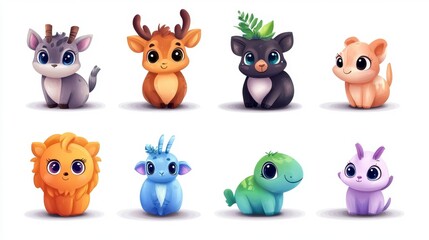 Obraz premium Cute Adorable Cartoon Animals