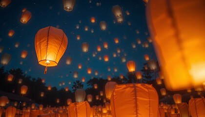 Obraz premium Cultural lantern release light & hope from above