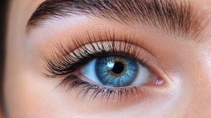 Obraz premium Close-up of Beautiful Blue Eye with Long Lashes