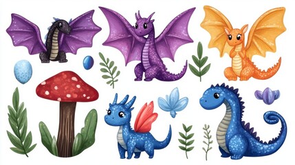 Fototapeta premium Colorful Fantasy Dragons