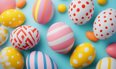 Fototapeta premium Vibrantly Colored and Intricately Designed Easter Eggs for Festive Celebrations