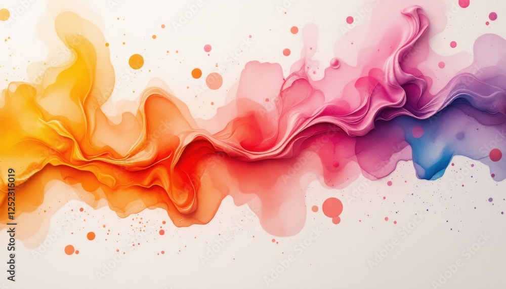 Poster vibrant abstract fluid art with colorful wave and gradient splashes