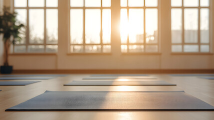 Fototapeta premium Serene Yoga School Bathed in Natural Sunlight