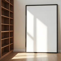 Frame mockup, ISO A paper size. Living room wall visual mockup. Interior mockup with warm background. Chic interior design